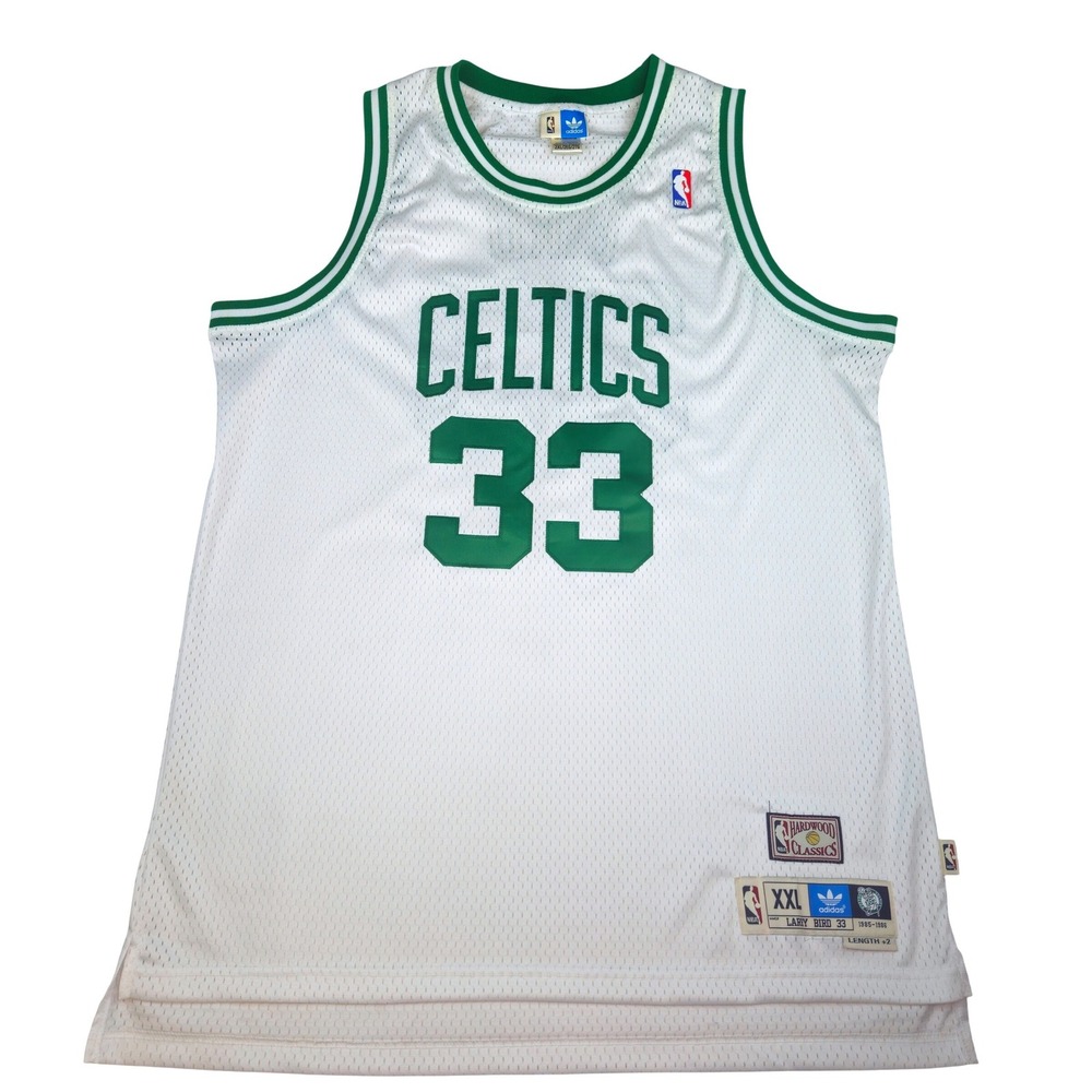 Adidas Larry Bird 33 Boston Celtics Hardwood Classics Jersey White XXL Length +2